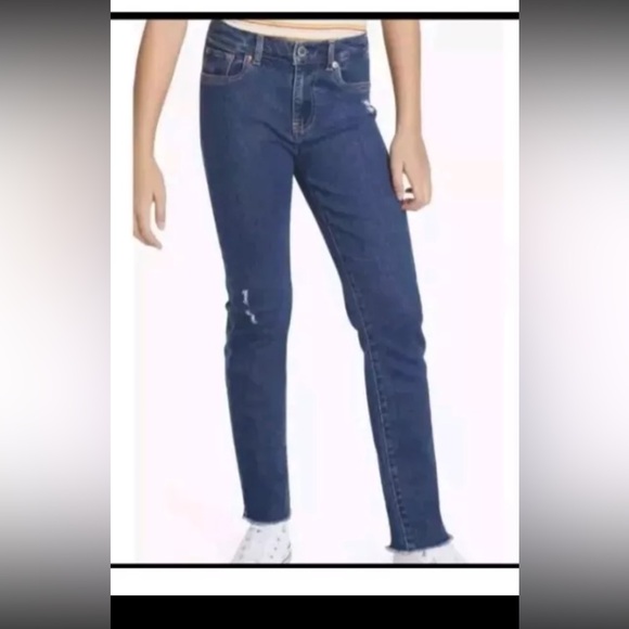 Levi's Girls' High-Rise Straight Jeans - Dark Wash 16 - Picture 3 of 7
